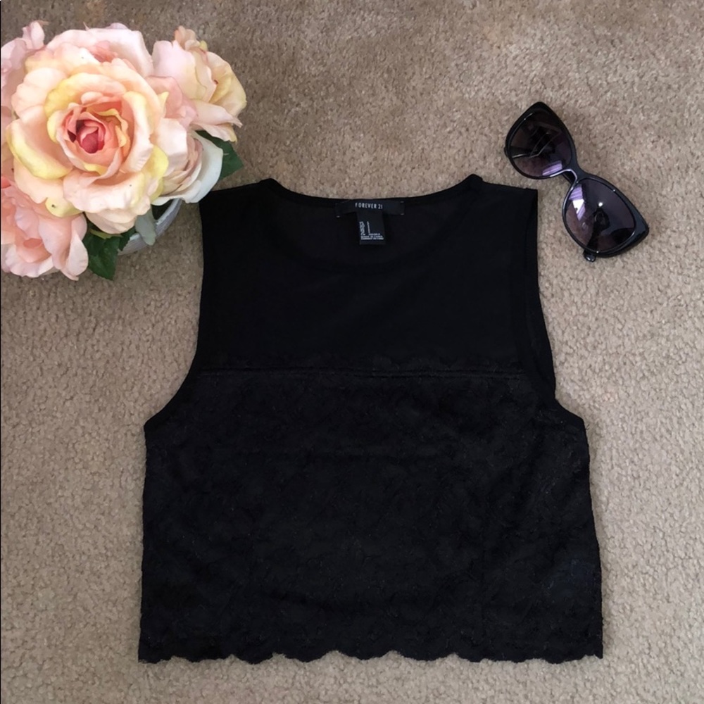 🌸Forever 21: Black Mesh Lace Tank Top